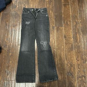 BDG urban outfitters stretch, high-rise flare ripped jean size 27 color black
